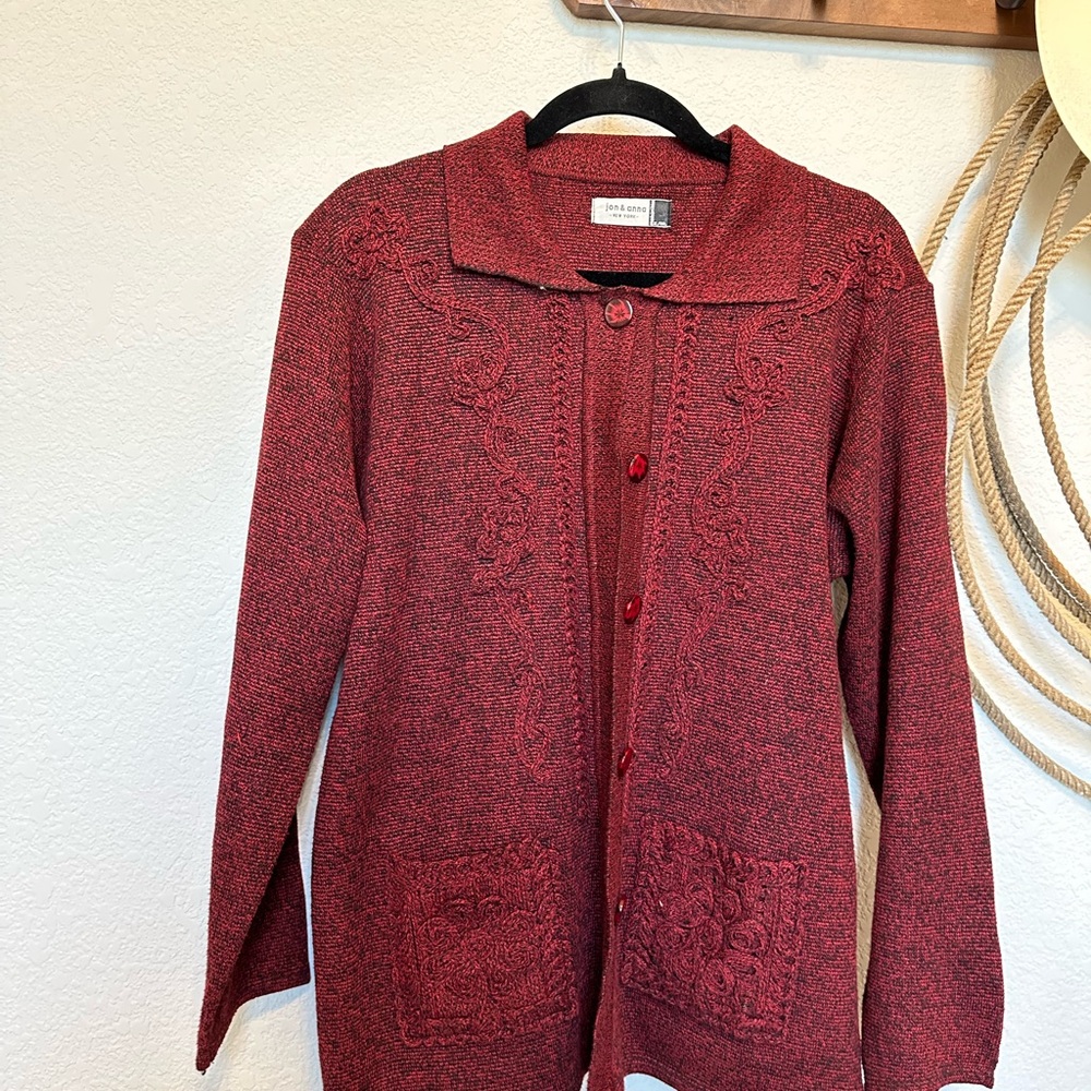 Jon & Anna Deep Red Cardigan Sweater